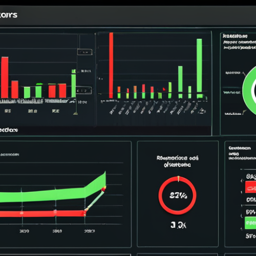 Home 15 **
> A business dashboard displaying key performance indicators (KPIs) in red and green, highlighting a downward trend in customer satisfaction. Focus on the contrast between alarming red indicators and potentially mitigating green ones. Include visual elements symbolizing data analysis, like charts and graphs.
**